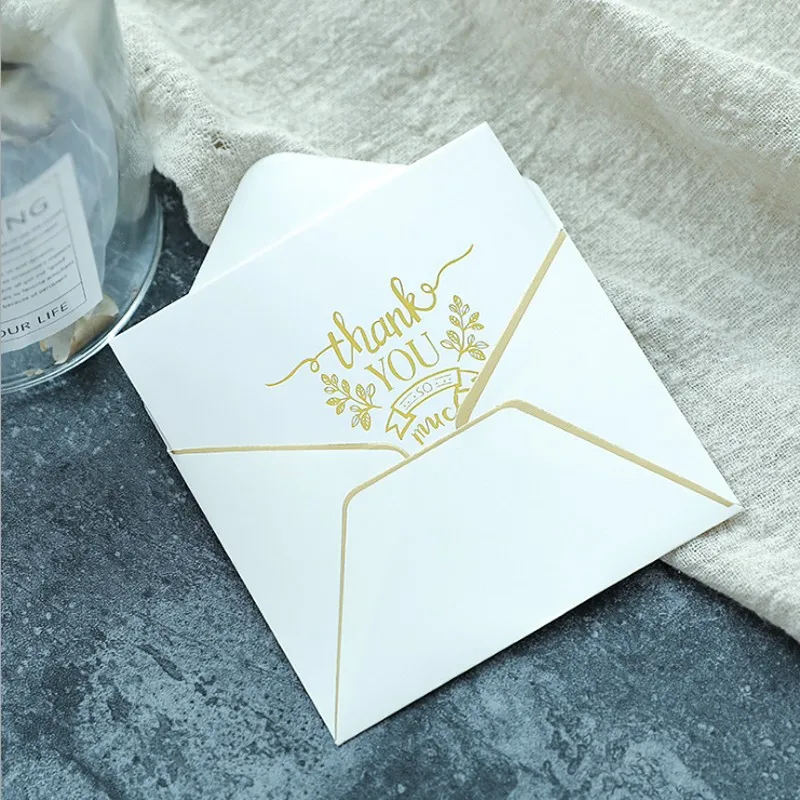 10Pcs Vintage White Bronzing Blank Pearl Paper Envelopes Wedding Party Invitation Envelope Greeting Cards Gift 100mmx80mm