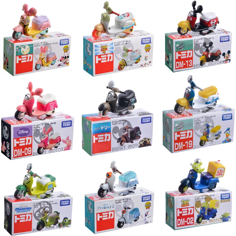 Оригинальный TAKARA TOMY Микки Минни мотоцикл Дональд Дак модель автомобиля украшения игрушки для детей