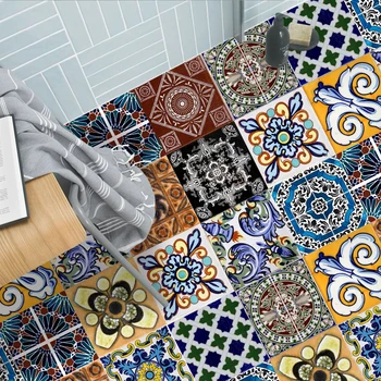 Bohemian Style Ceramic Tiles Wall Sticker Tables Bathroom Drawer Kitchen Home Decor Wall Decals Waterproof Art Mural Poster