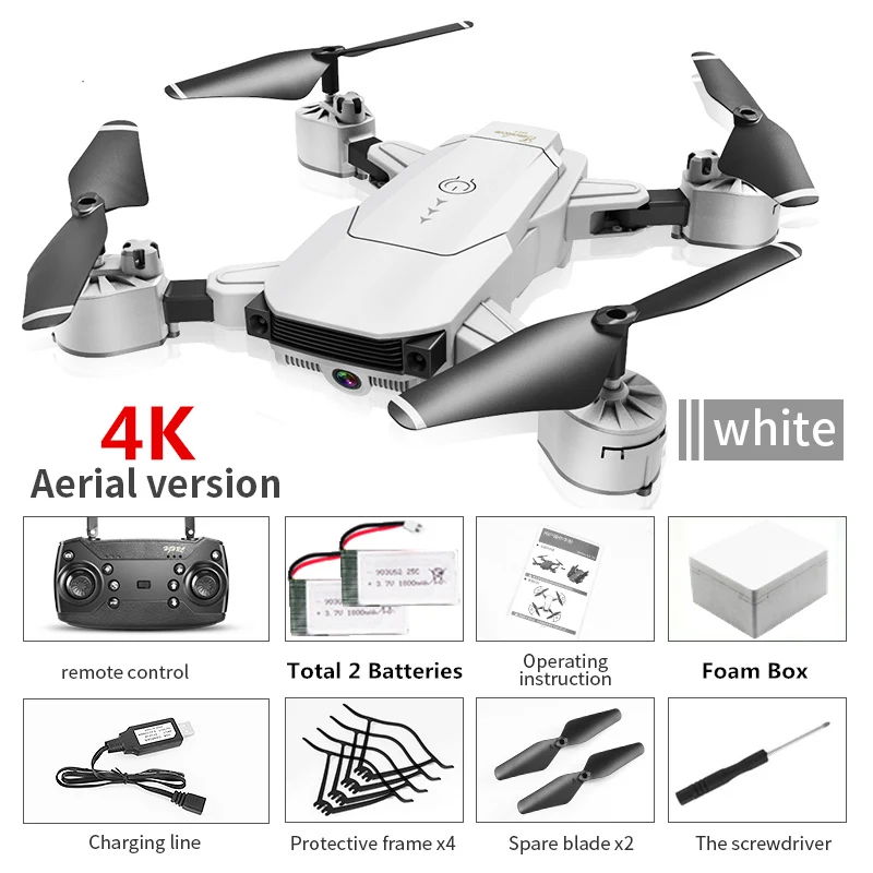 White 4K Foam Box 2 HJ29 24 Mins время полета RC Дрон 4K wifi FPV камера селфи RC Квадрокоптер складной мини Дрон Вертолет игрушка подарок для начинающих - Цвет: White 4K Foam Box 2