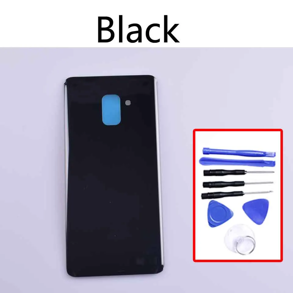 A730 для Samsung Galaxy A8+ Plus A730 SM-A730F A730DS A730F корпус крышка батареи задняя крышка чехол задняя дверь шасси оболочка - Цвет: Black -With tool