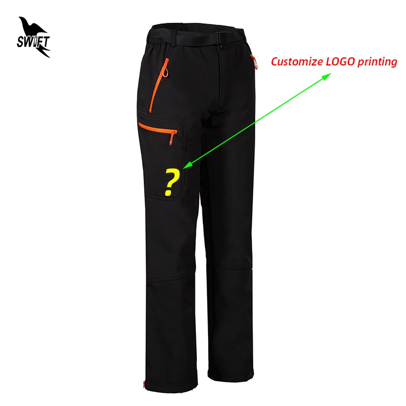Customize Camping Hiking Softshell Pants Men Waterproof Winter Thermal Fleece Trousers Outdoor Trekking Mountain Clothing