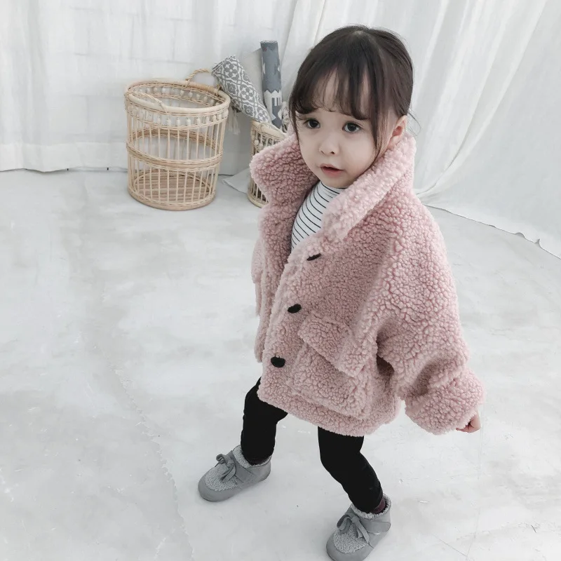 Kids Boys and Girls Plush Fleece Thickened Coat Children Winter Clothing Winter Toddler Girls Lambs Wool Warm Cotton Jacket