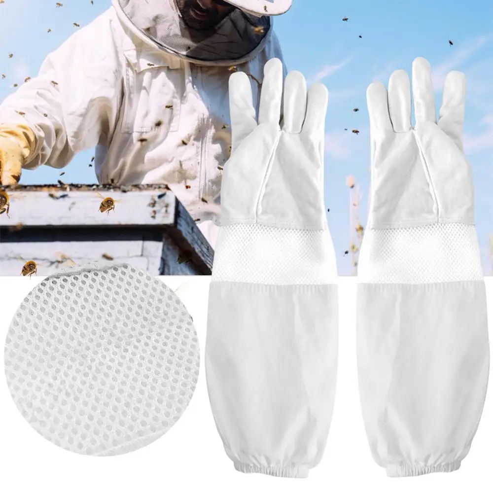 

Beekeeping Gloves Goatskin Bee Keeping With Vented Beekeeper Long Sleeves Hight Quality Beekeeping Equipment and Tools Fast CSV