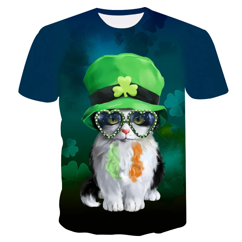 Модная новинка, крутая футболка для мужчин/женщин, Harajuku Wolf, 3d Футболка с принтом двух котов, короткий рукав, летние топы, футболки, мужская футболка, 5XL - Цвет: T1361