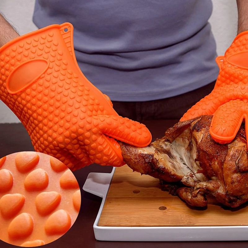 1pc Food Grade barbecue Gloves Heat Resistant Silicone BBQ Gloves Oven Mitts Silicone Fireproof Kitchen Microwave oven