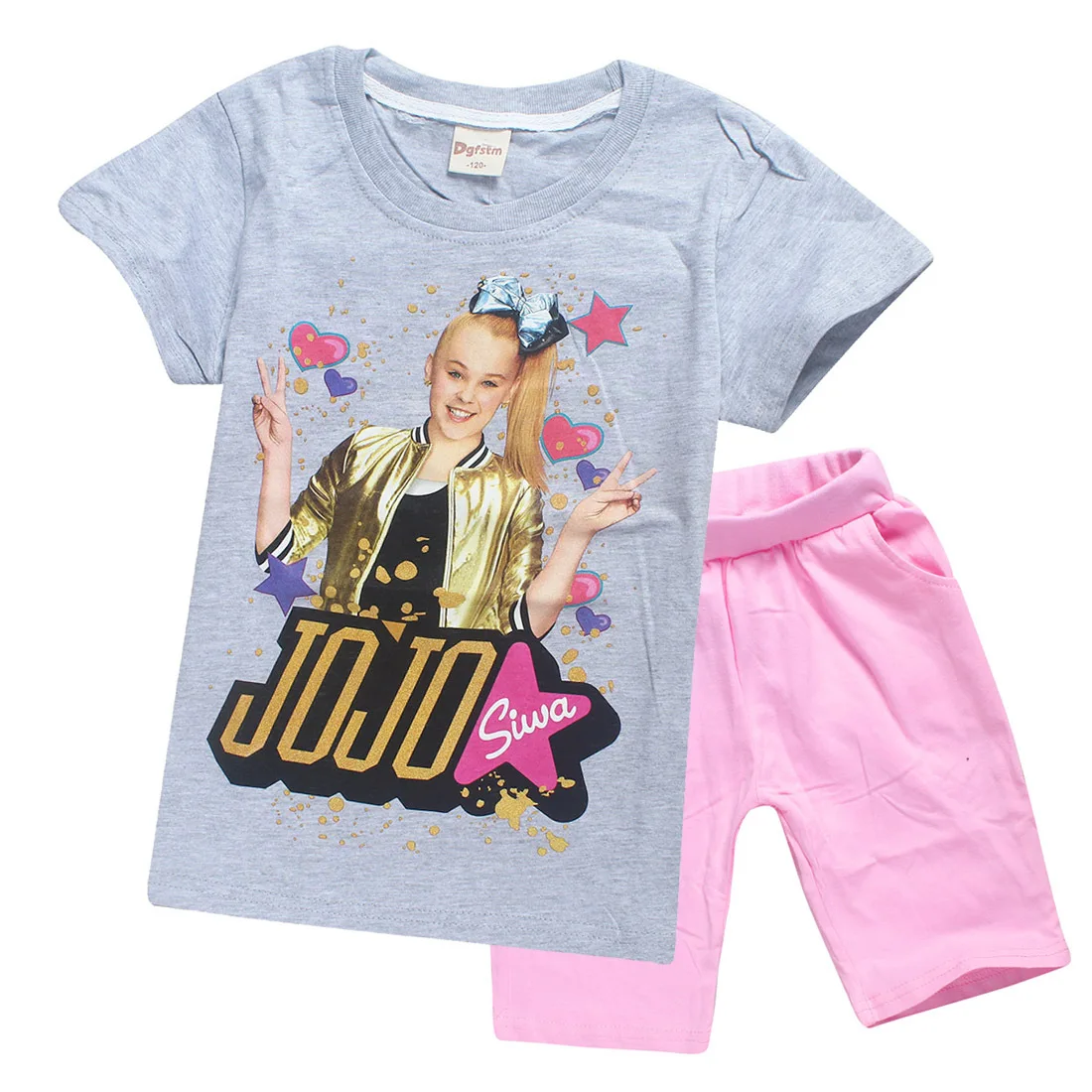 JOJO SIWA/ Детские футболки хлопковые футболки для маленьких девочек комплекты с короткими рукавами для мальчиков и девочек футболки Одежда для девочек 10-12 лет - Цвет: S8356-gray