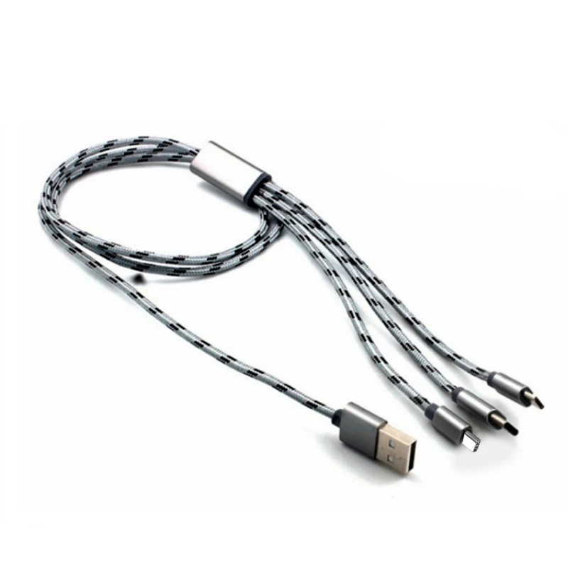 3 в 1 USB кабель позолоченный зарядный для iPhone 8 7 6 6S Plus iOS 10 9 Type C Micro кабели телефонов