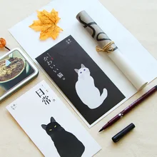 Ensemble de lettres de chat noires et blanches de Style japonais, ensemble de lettres d'amour, dessin animé mignon 3 enveloppes 6 lettres, papier d'invitation, papeterie cadeau