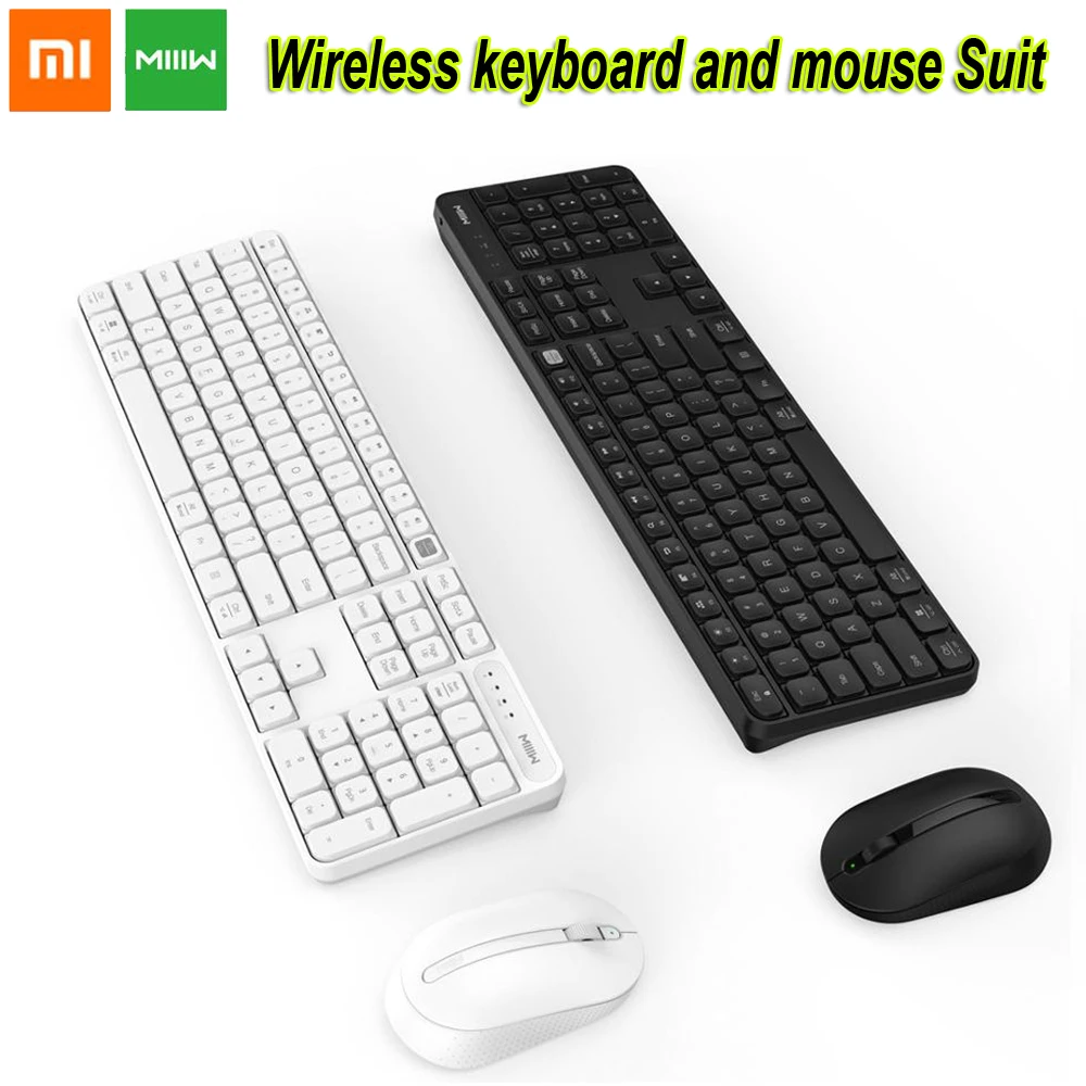 Xiaomi Mijia MIIIW RF 2,4 ГГц Беспроводная Офисная Клавиатура и мышь комплект 104 клавиш для Windows PC Mac совместимая Портативная USB клавиатура