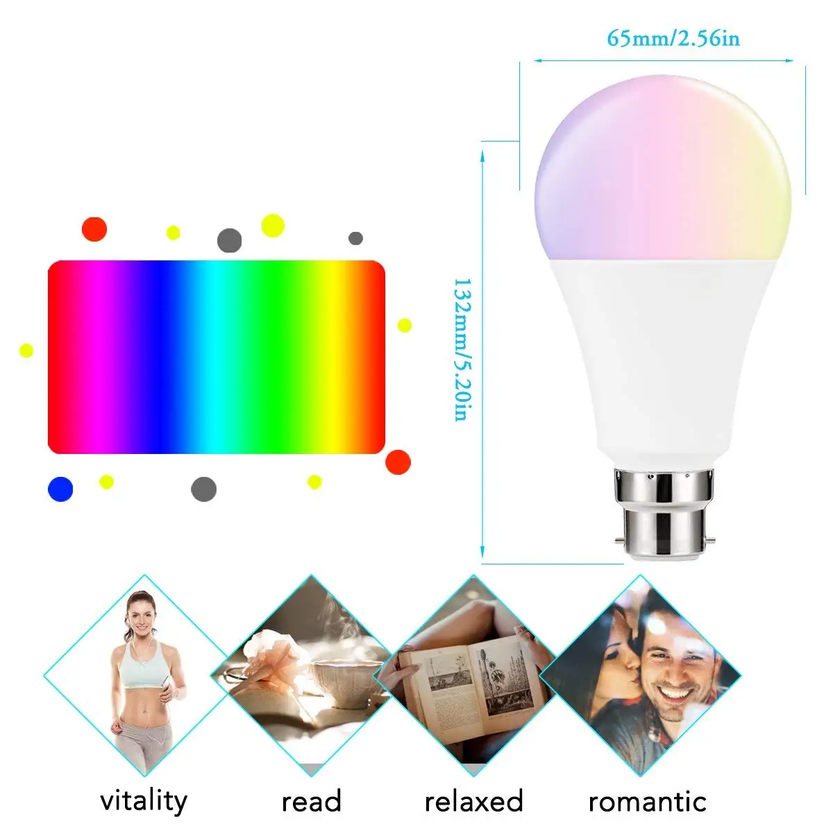 WiFi умный светодиодный светильник B22 Bayonet 14 Вт RGB Теплый Холодный белый затемняемый