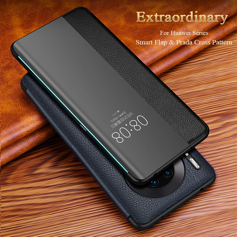 Роскошный Смарт-Чехол P30pro с откидной крышкой для huawei P30 P20 mate 30 20X5G 10 9 Pro Lite P10 Plus флип-чехол из натуральной кожи