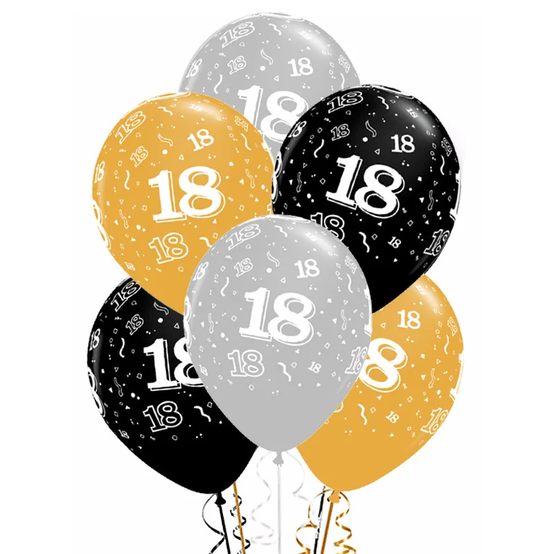 5 шт. 12 дюймов с днем рождения латексные шары золотой серебряный черный 18 21 30 40 50 лет взрослые гелиевые воздушные шары для украшения вечеринок