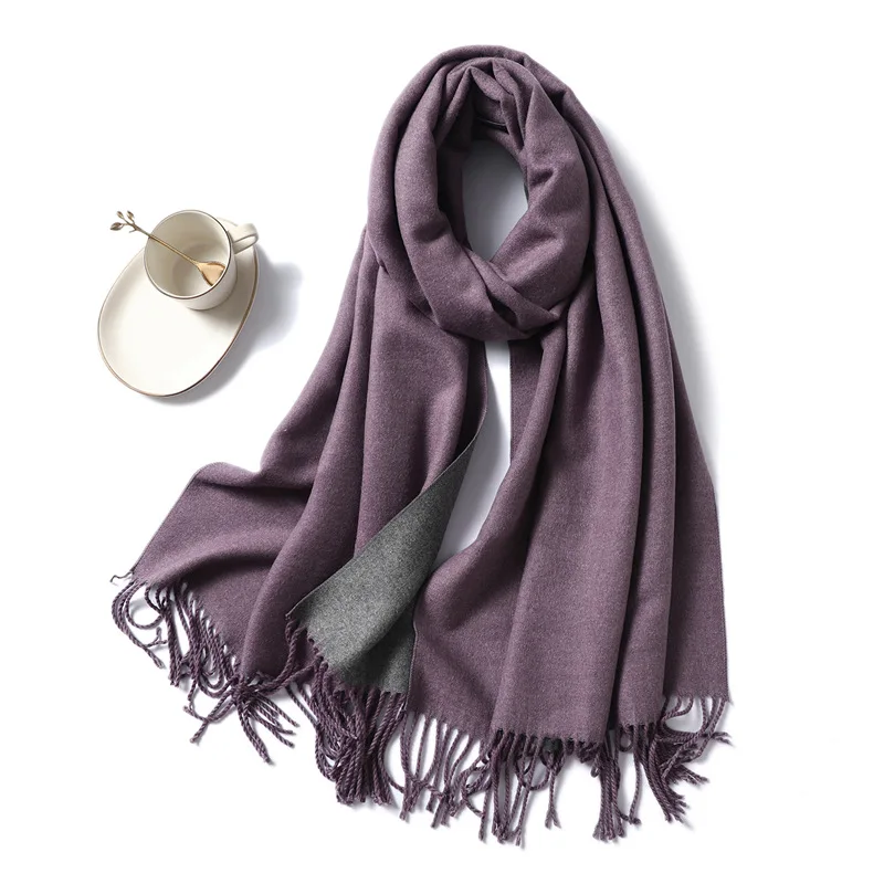 Зимний кашемировый шарф для женщин, пашмины шали и палантины, однотонный принт с кисточками, шарфы, теплый шарф для женщин - Цвет: 13