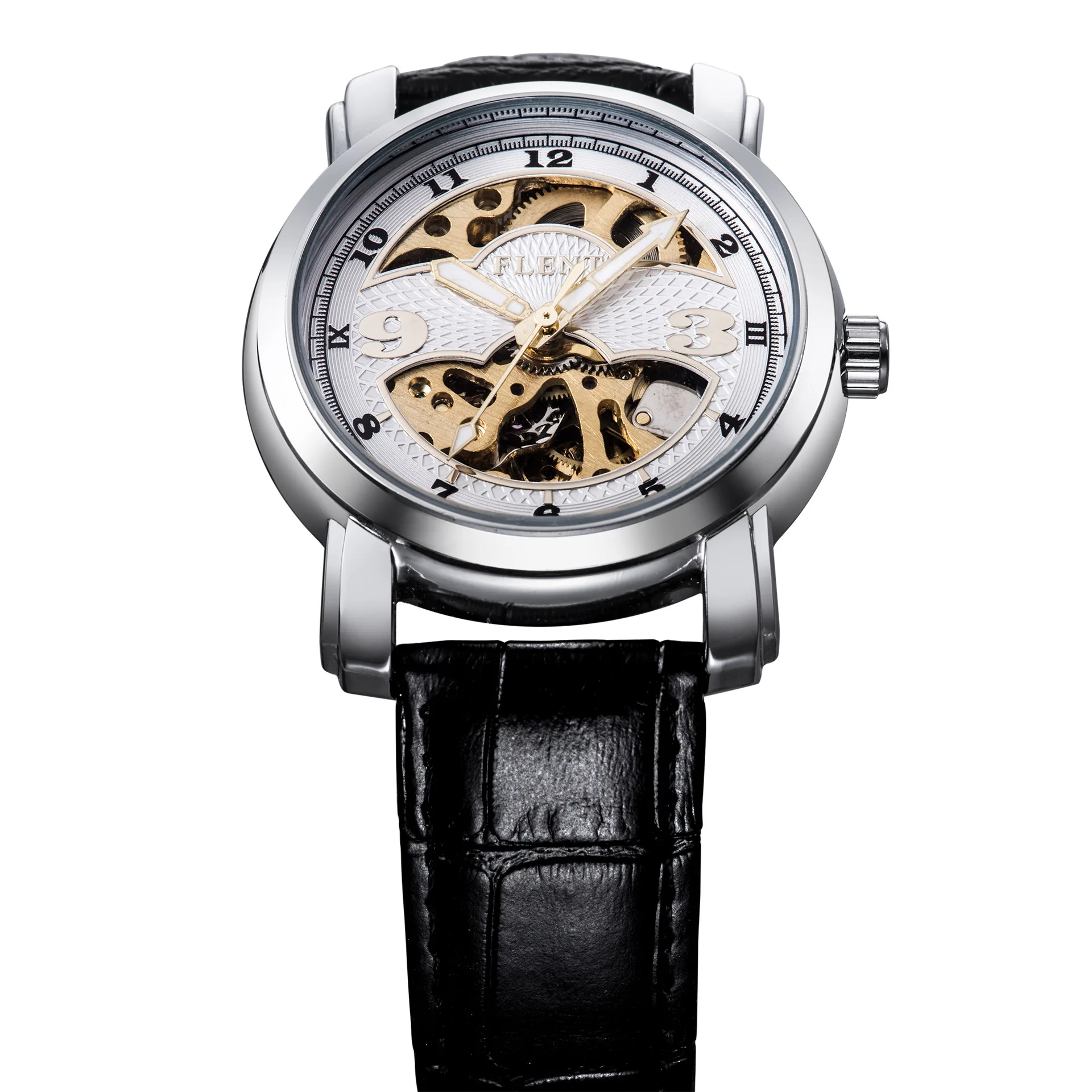 

Fully Automatic Leather Strap Watch Hollow out Business Watch Analog Watch