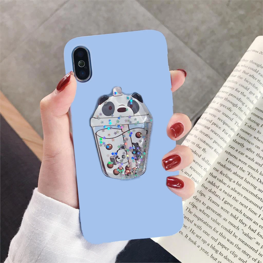 

3D Lovely Drink Cup Phone Back Case For iPhone 11 Pro XS MAX XR 8 7 6S Plus 3D Cute Squishy Bear Soft TPU Cover Fundas Coque