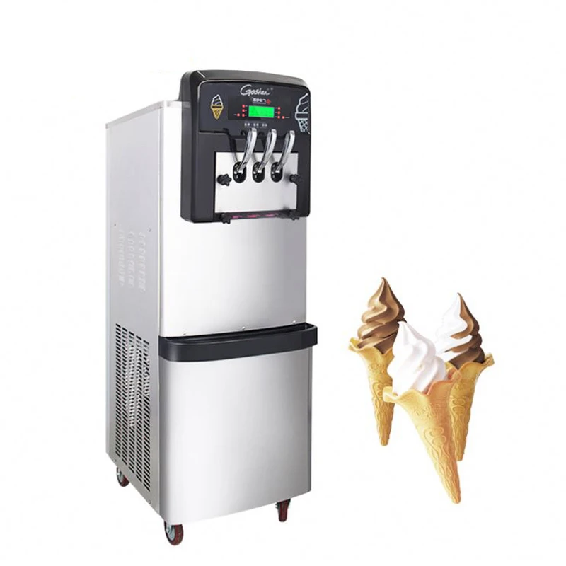 Soft Ice Cream Machine Most Popular Three Flavors Ice Cream Cone With