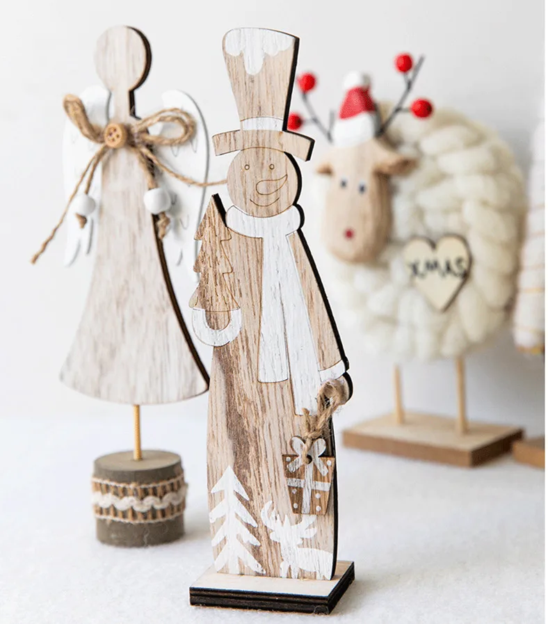 Мини деревянная подвеска рождественские товары Санта Клаус Снеговик ...