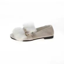 Куртка с хлопковой подкладкой для малыша обувь с ремнем и пряжкой; женские туфли с закрытым квадратным мягкая подошва туфли Doug удлинённый подол с плоским дном Для женщин обувь