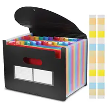 24 кармана, расширенная папка с крышкой, сумка для хранения файлов, А4, коробка для файлов, офисная, большая емкость, цветная сумка для хранения файлов