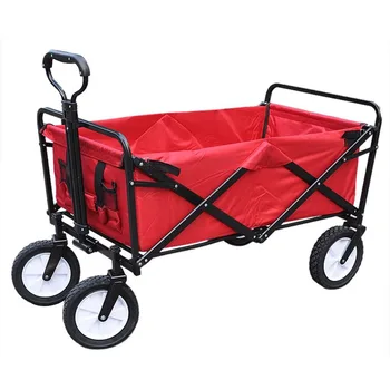 

Techtongda Folding Garden Cart Multifunctional Utility Outdoor Red Lawn Wagon Garden Supplies