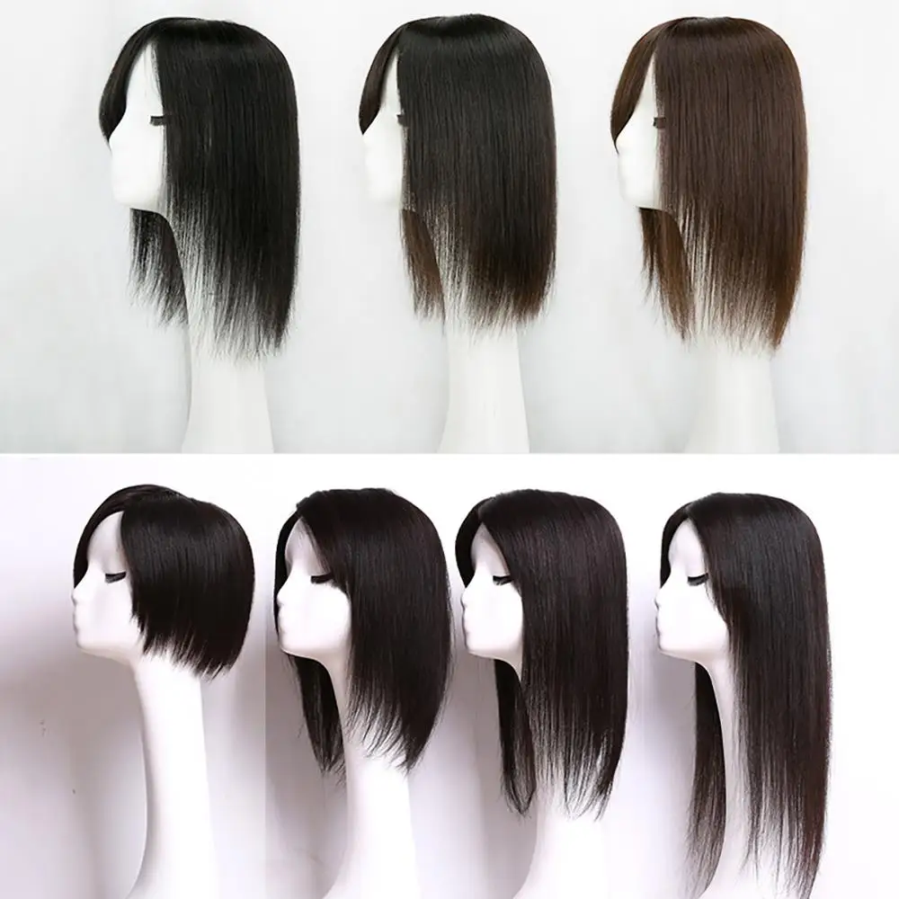 6x11cm 10inch-20inch Straight LACE+PU Base Hair Topper Toupee Hairpieces for Women 100% Remy Human Toupee Hair for Women