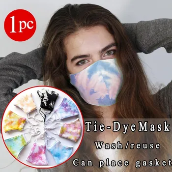 

1Pc Fashion Tie Dye Mask Dustproof Mascararilla Drawing Breathable Protection Adjustable Face Cover Masque En Tiss Mondkapjes