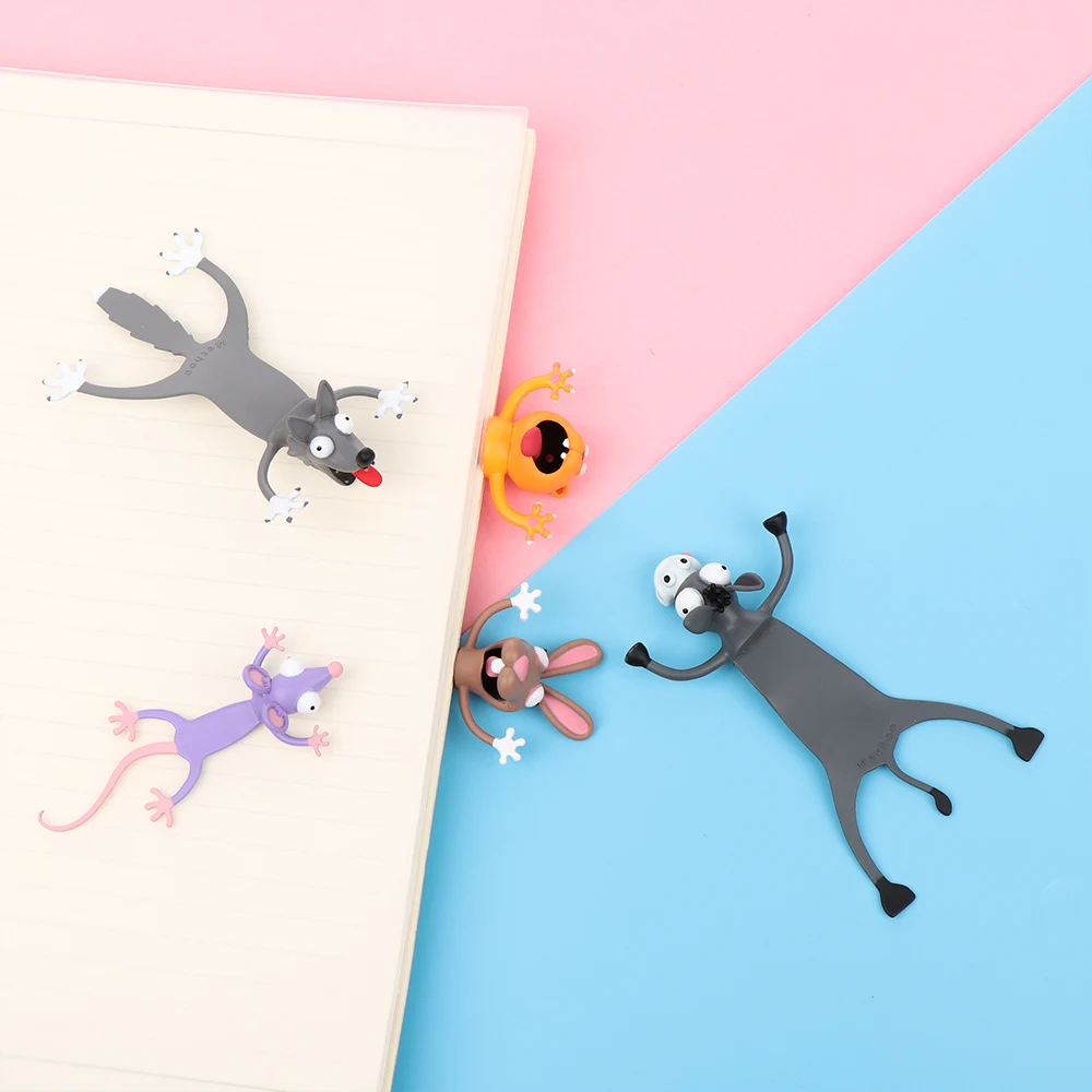 3D Творческий ПВХ материал стерео мультфильм маркер животных Стиль закладки милый кот забавные школьные канцелярские принадлежности для детей подарок