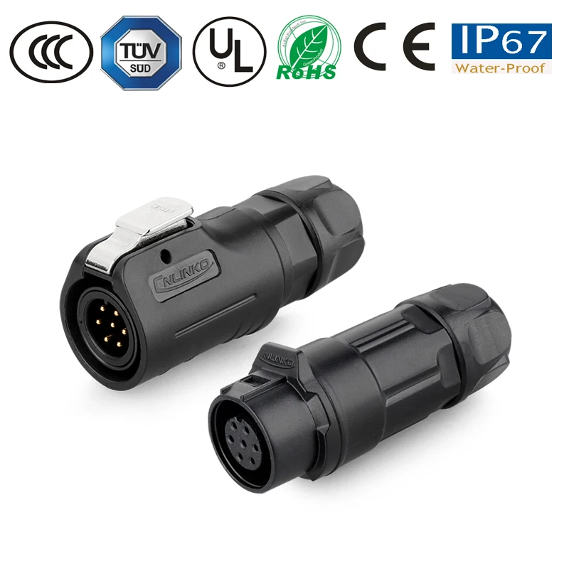 M12 7Pin IP67 5A PBT пластиковый круглый разъем водонепроницаемый светодиодный
