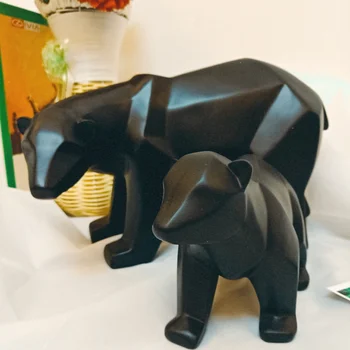 

ERMAKOVA Bear Sculpture Geometric Resin Polar Bear Statue Fashion Desktop Ornament Modern Abstract Bear Figurines