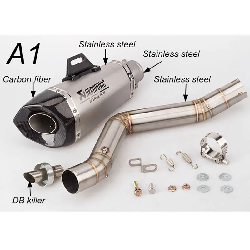 

Akrapovic carbon fiber Motorcycle exhaust pipe Benelli Akrapovic exhaust middle section with DB killer for TRK502 ZX10 Z900