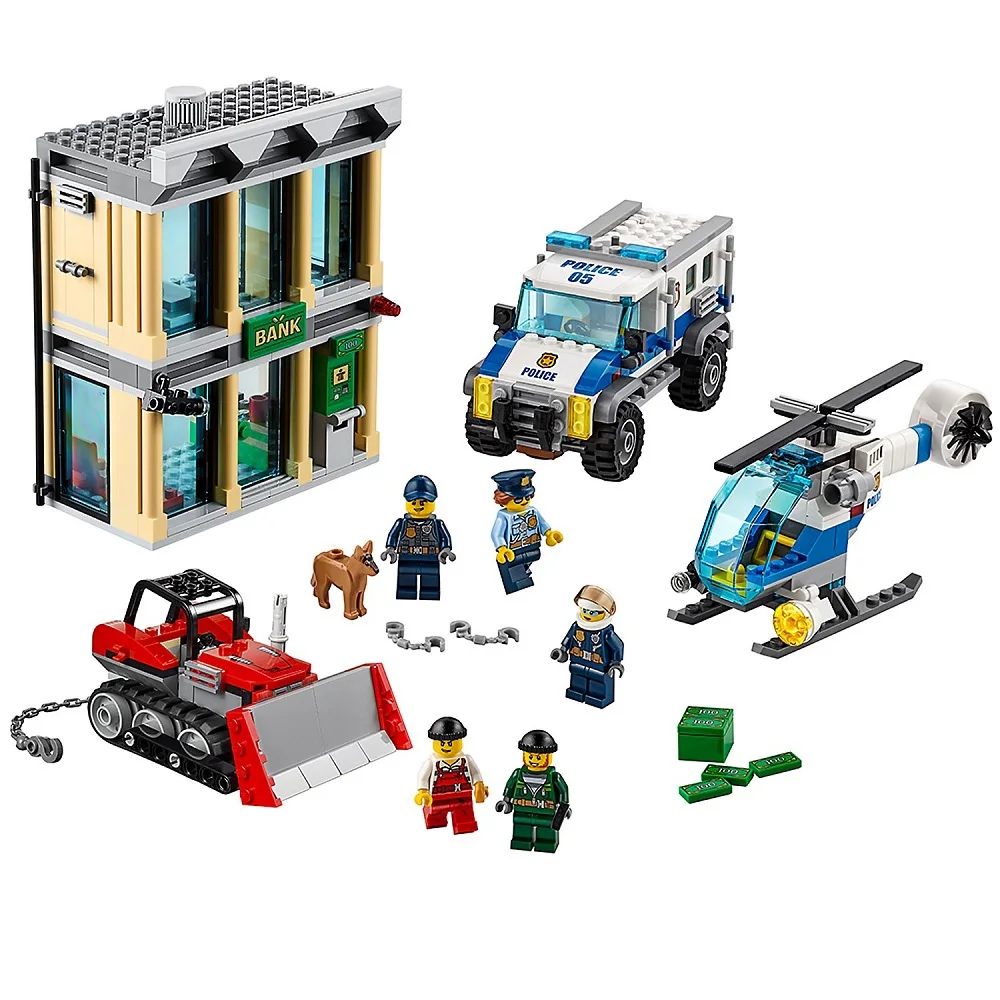 

Bulldozer Break-in Compatible Legoinglys City Police 60140 Building Blocks Bricks Model Toys for Childrens Kid Gift 591Pcs
