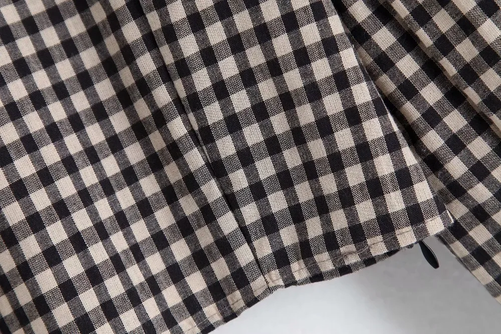 Увядшие blusas mujer de moda английский винтажный буф рукав пуговицы клетчатая Сексуальная короткая рубашка женские Топы И Футболки