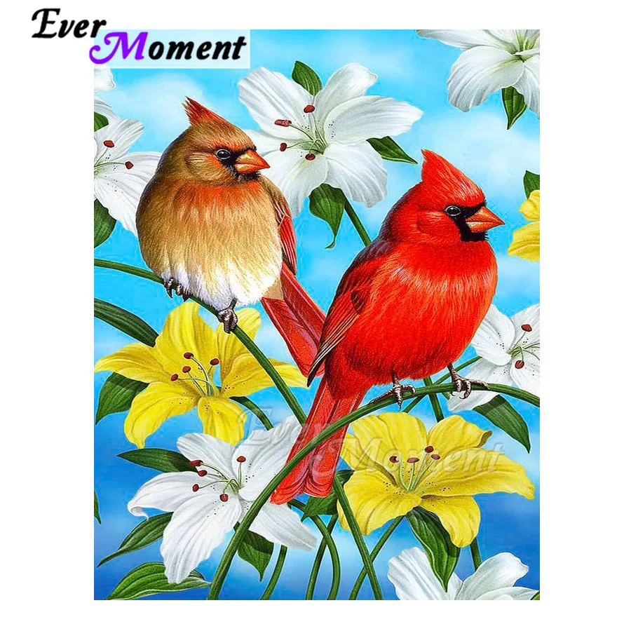 

Ever Moment Diamond Painting Hobby Artwork Bird Yellow White Flower Decoration 5D DIY Cross Stitch Diamond Embroidery S2F2314