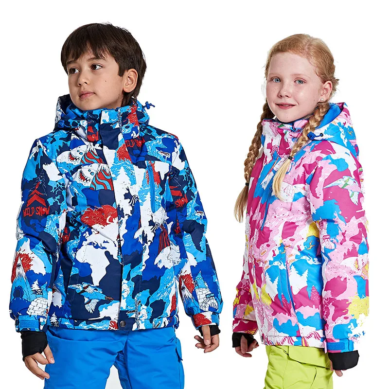 Детская Лыжная куртка, зимние спортивные теплые водонепроницаемые куртки для детей, зимние куртки для катания на лыжах и сноуборде, верхняя одежда для мальчиков и девочек
