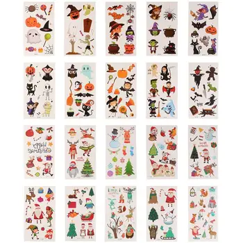 

20pcs Halloween Christmas Tattoo Stickers Safe Creative Tattoo Sticker Halloween Supplies Facial Sticker for Kids Children Decor