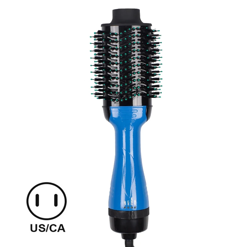Один шаг волос горячий фен и объем горячего воздуха расческа 3 в 1 расческа выпрямитель для волос фен Расческа укладка расчески - Цвет: Blue us plug