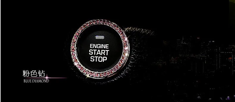 Car Supplies One-key Start Button Decorative Ring Handmade Diamond Set Crystal Ignition Circle Stickers Car Accessories Ring