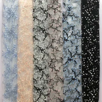 

Branch Emrboidered Mesh Lace Fabric For Dress Skirt 2019 New DIY Sewing Net Cloth Fabric 1Yard