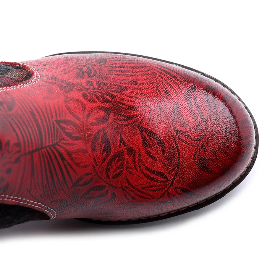 Fashion Patchwork Western Cowboy Boots Women Shoes Bohemian Genuine Leather Shoes Woman Vintage Side Zip Knee High Riding Boots (10)