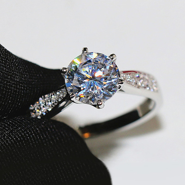 Diamond Rings For Women Zircon Charms Bridal White Gold Engagement Promise Ring Trendy Korean Marriage Jewelry Wholesale