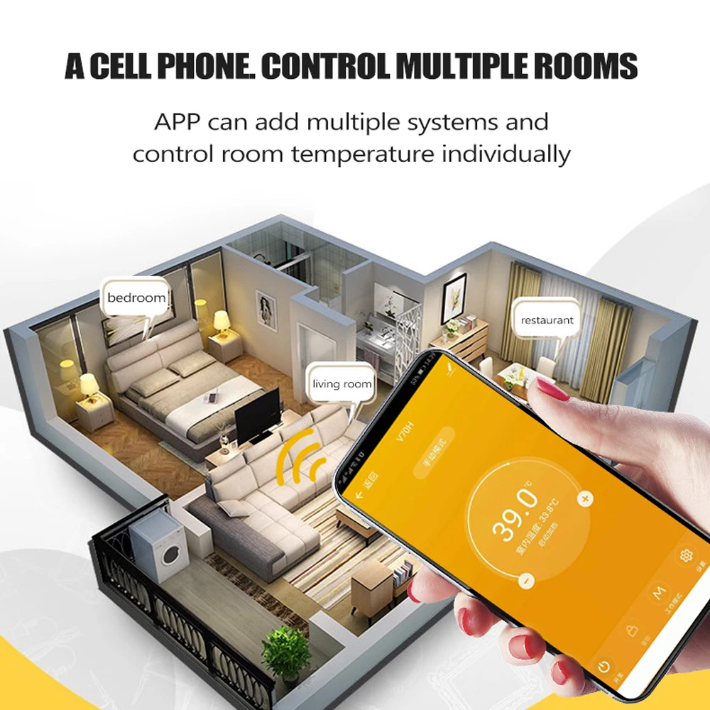 

Hot V70.03H WIFI Intelligent Temperature Controller LCD Water Heating Thermostat Wall-hanging Stove with Amazon Alexa Google Hom