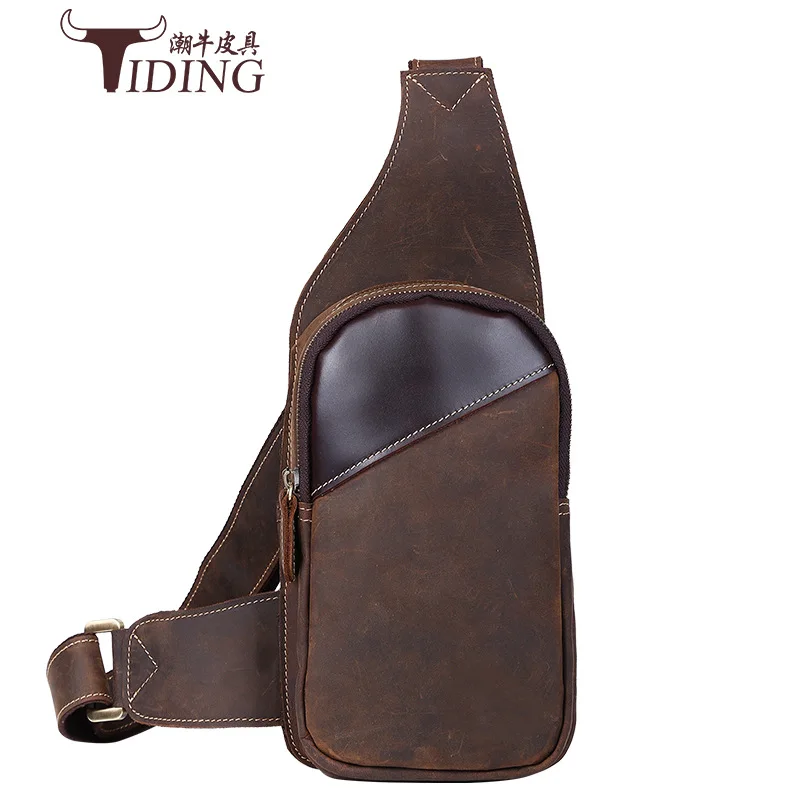 

Tiding Import First Layer Horse Leather Chest Pack Light Retro Casual Sports Shoulder Bag Men And Women Riding Shoulder Bag Men'