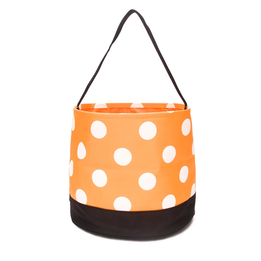 20PCS RTS Orange Polka Dots Halloween Bucket Handmade Trick or Treat Candy Basket in multicolor DOM109349 |