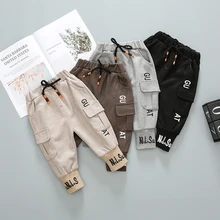 Новинка года; сезон весна; повседневные брюки для мальчиков; детские брюки с буквенным принтом длинные брюки для маленьких мальчиков спортивные брюки для мальчиков