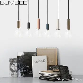 

Hanging Lamp Colored Pendant Lights Vintage Led Iron Loft Decor Art Kitchen Fixtures Bar LED Bulbs Cord Pendant Metal Modern E27