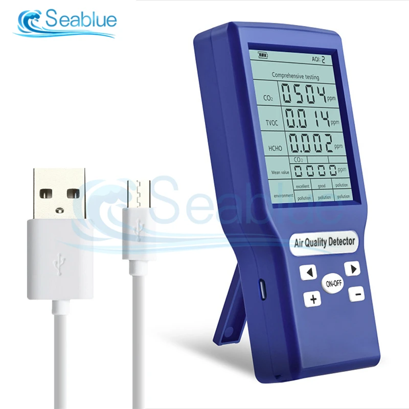

Digital CO2 Sensor PPM Meters Mini Carbon Dioxide Detector Gas Analyzer Air Quality Monitor USB Detector TVOC HCHO PM2.5 Meter