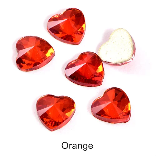 Orange 20 шт 6 мм в форме сердца K9 стразы с плоской задней стороной для дизайна ногтей Стразы из стекла с кристаллами для украшения ногтей B1340 - Цвет: Orange