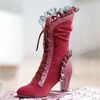 High Heel Boots Women Steampunk Women Sexy Leather Suede Boots Autumn Vintage Winter Shoes Women Lace Up Cosplay Boots HVT373 ► Photo 2/6