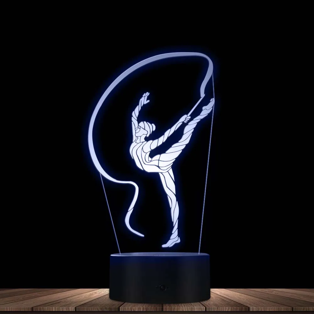 Rhythmic Gymnastic 3D Optical Illusion Night Lamp Gymnastics Ribbon Dancer Girl 